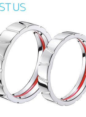 justus情侣戒指925银镀白金饰品