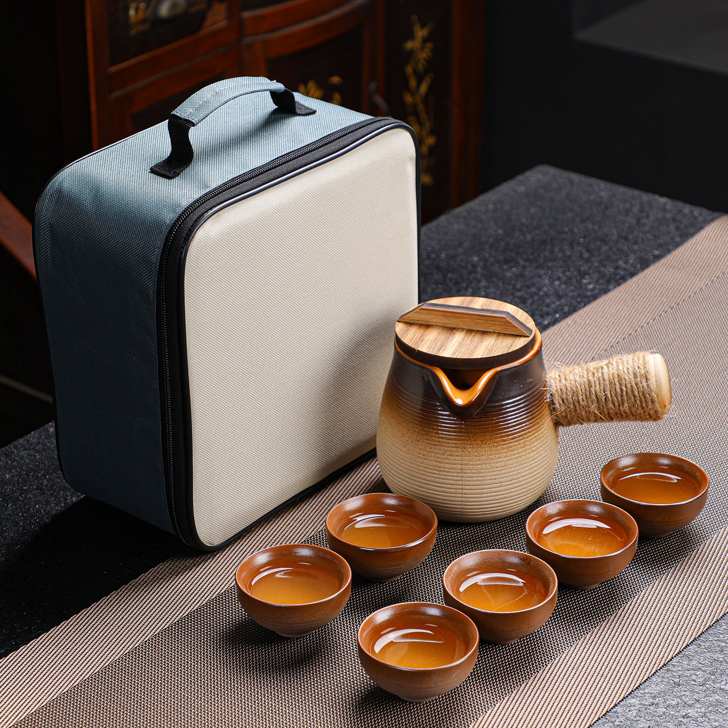 陶瓷围炉煮茶炉套装便携式收纳包