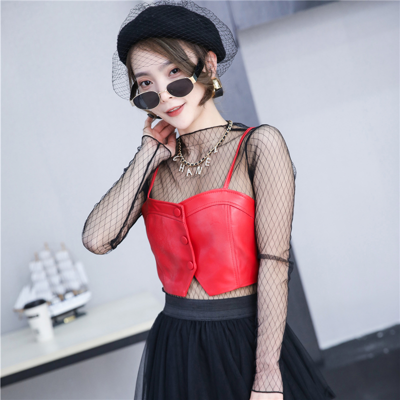 红色其他通勤小吊带吊带修身