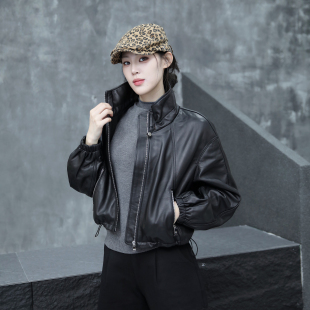 上衣 真皮皮衣女绵羊皮立领拉链机车服夹克外套短款 2025年秋季 新款