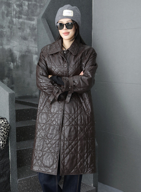 真皮显瘦皮衣女中长款2025年冬季新款绵羊皮咖色羽绒大衣长袖外套