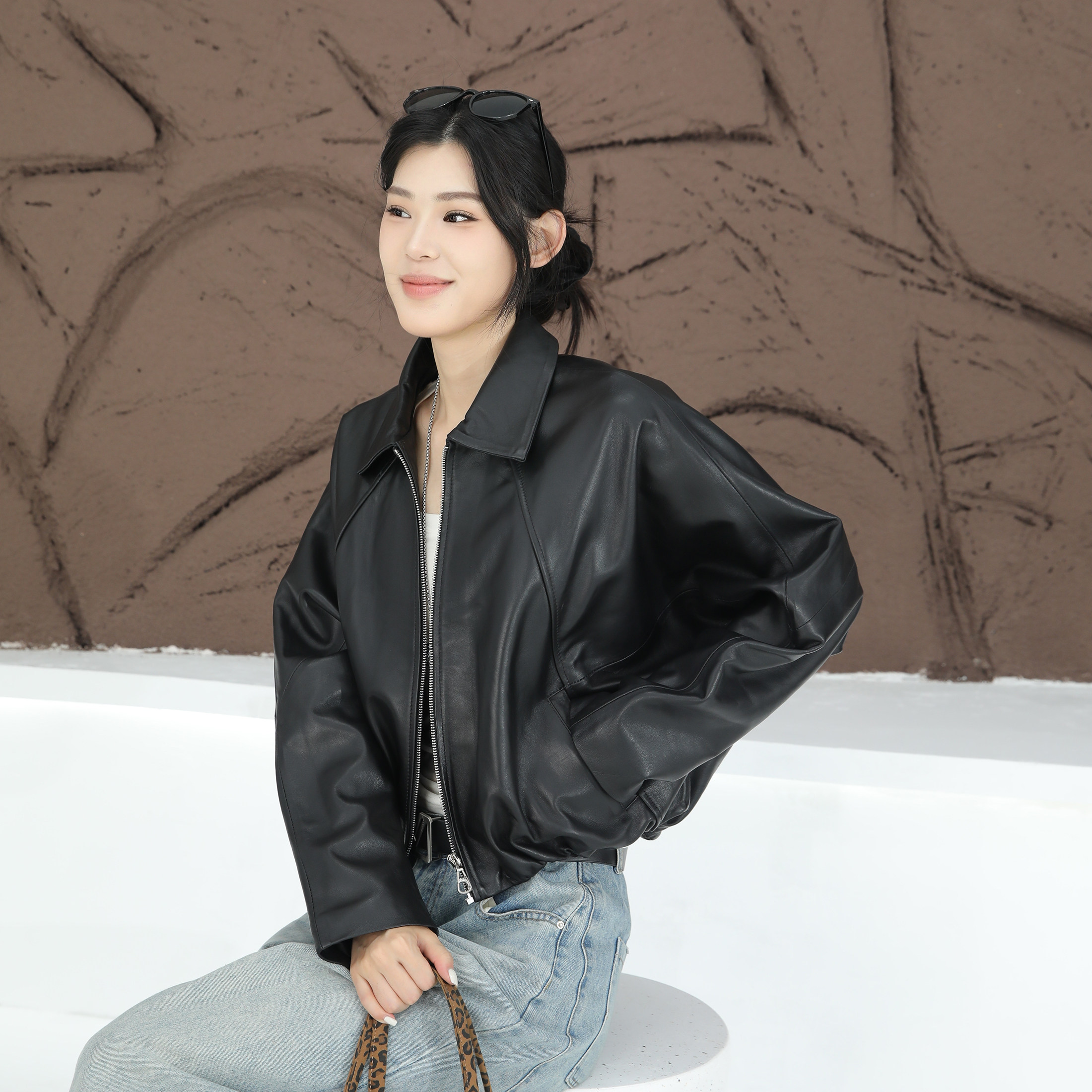 机车风短款皮衣女小个子酷飒