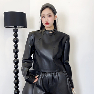 2025秋季新款皮衣外套女短款小个子高级感黑色机车服夹克长袖上衣