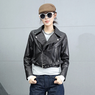 领修身 机车服女短款 油蜡皮黑色夹克真皮西装 新款 外套潮 2025年秋季