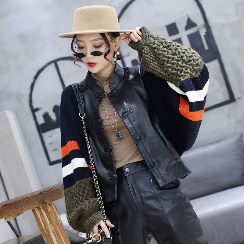 常规短外套绵羊皮蝙蝠袖复古