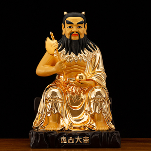 黄铜著金盘古神像居家摆件创世神盘古大帝铜雕佛像家用供奉