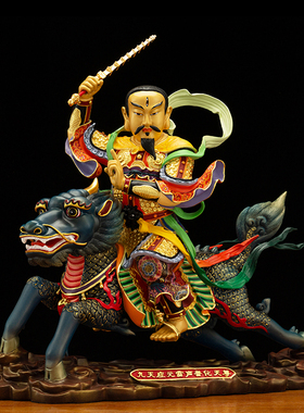 铜彩绘九天应元雷声普化天尊神像