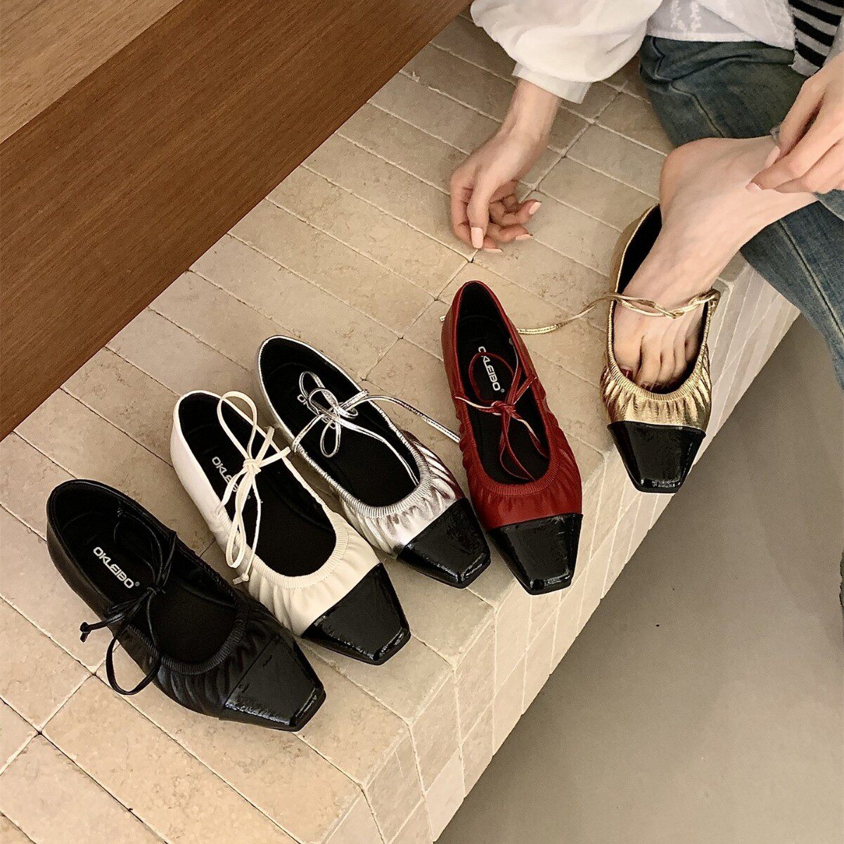 法式拼色复古绝美配裙子芭蕾舞单鞋女2026春新款玛丽珍鞋时尚绑带