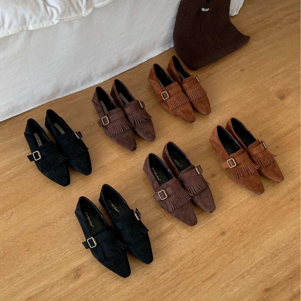 308-6~坡跟法式复古流苏玛丽珍单鞋女鞋子2025年秋冬新款加绒棉鞋