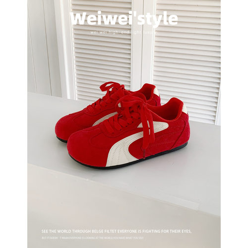 857小众运动鞋百搭德训鞋女2026新款春季透气休闲阿甘鞋