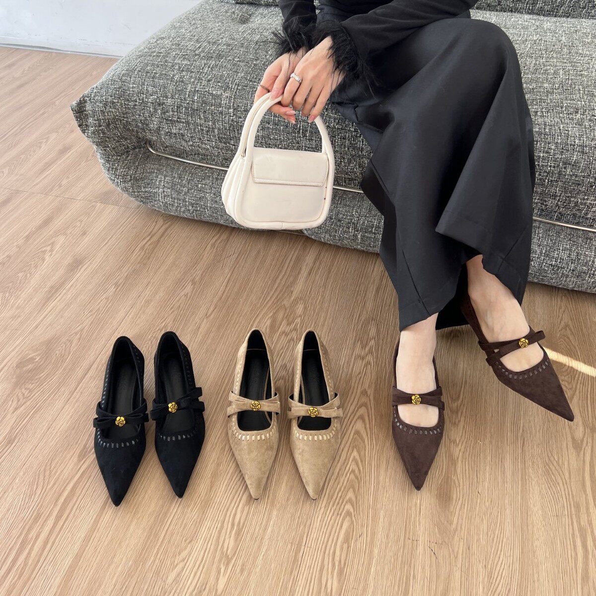 尖头单鞋女2026新款春季女鞋低跟鞋子法式浅口玛丽珍鞋细跟高跟鞋