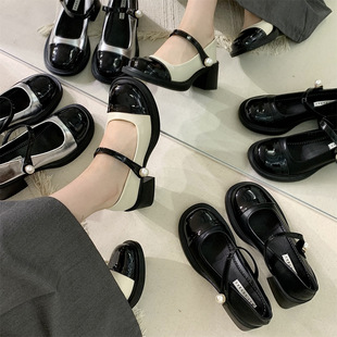女鞋 春秋季 jk英伦风小皮鞋 跟小香风玛丽珍鞋 子2024年新款 法式