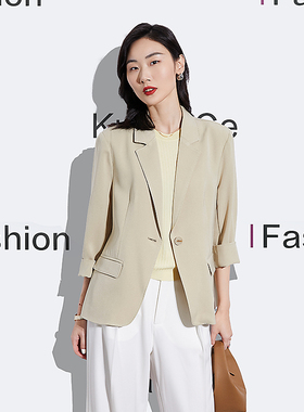 西装外套女职业正装2025新款春季醋酸七分袖西服时尚休闲通勤上衣