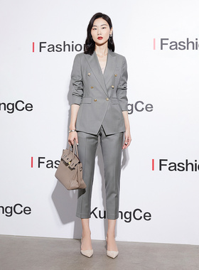 匡册醋酸混纺立体剪裁西装套装女挺阔收腰不易皱气质通勤高端正装