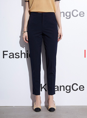 匡册西装裤九分裤女秋冬款修身显瘦高腰黑色直筒西裤职业装烟管裤