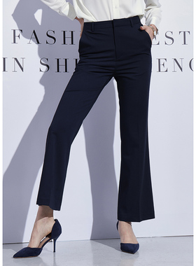 匡册黑色裤子喇叭裤女秋新款高级感垂感职业通勤西装裤休闲直筒裤