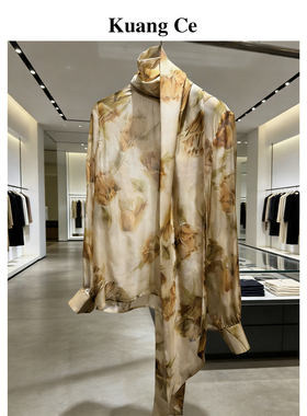 匡册2026春夏新款女士通勤衬衫女飘带设计感小众真丝复古长袖上衣