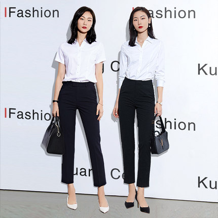 白色衬衫女2026新款春季长袖衬衣裤子两件套职业装面试正装工作服