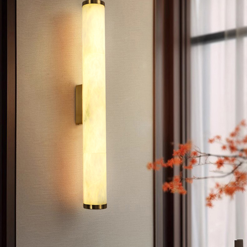 西班牙进口天然云石现代轻奢全铜壁灯客厅卧室背景墙装饰床头壁灯