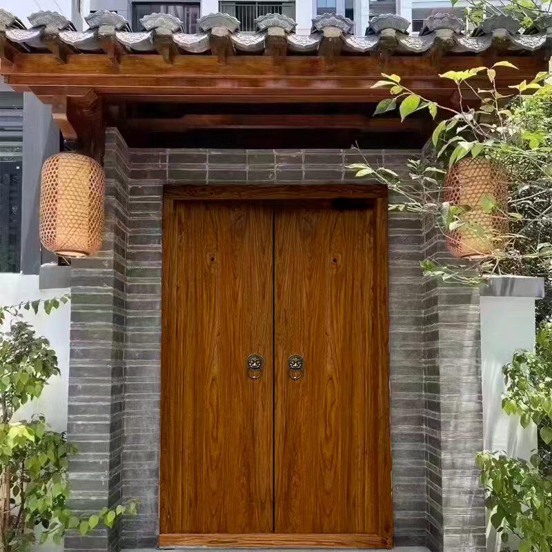 实木榆木仿古中式大门别墅进户门茶楼自建房老式门会所庭院大门