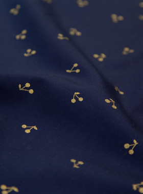 Bp同款进口40s纯棉面料衬衣连衣裙儿童服装布料撒金小樱桃藏青色