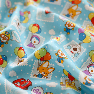 韩国进口迪士尼纯棉可爱卡通平纹布料服装床单包包帽子啵乐乐邮票