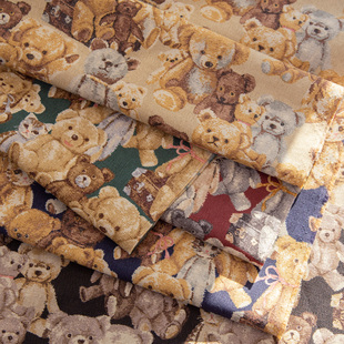 KOKKA进口棉麻印花细帆布牛津包包服装卡通手工可爱面料节日泰迪