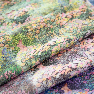 日本HOKKOH60支lawn细腻高密服装手工包包面料设计感布料茂密森林