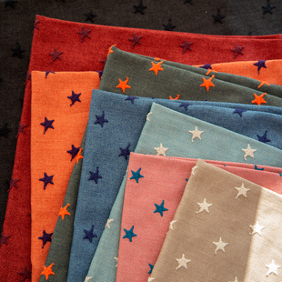 hokkoh进口纯棉15支斜纹牛仔布星星刺绣手工上衣外套厚实面料布料