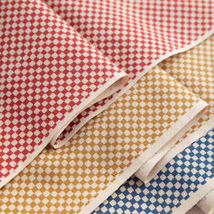 日本进口纯棉棋盘格格子印花平纹棉布手工包包内衬服装高档面料