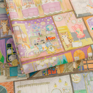 日本松浦Yukiemon纯棉60支卡通可爱夏薄软面料包包裙子布迷宫