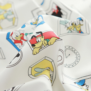 韩国进口迪士尼纯棉可爱卡通平纹布料服装床单包包帽子镜框唐老鸭