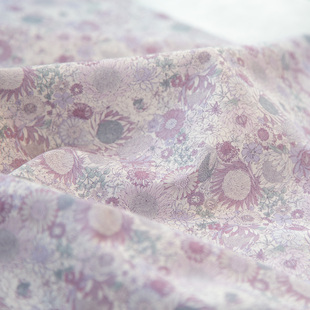 日本seven进口40s纯棉碎花温柔田园印花平纹布衬衣连衣裙紫波普丽