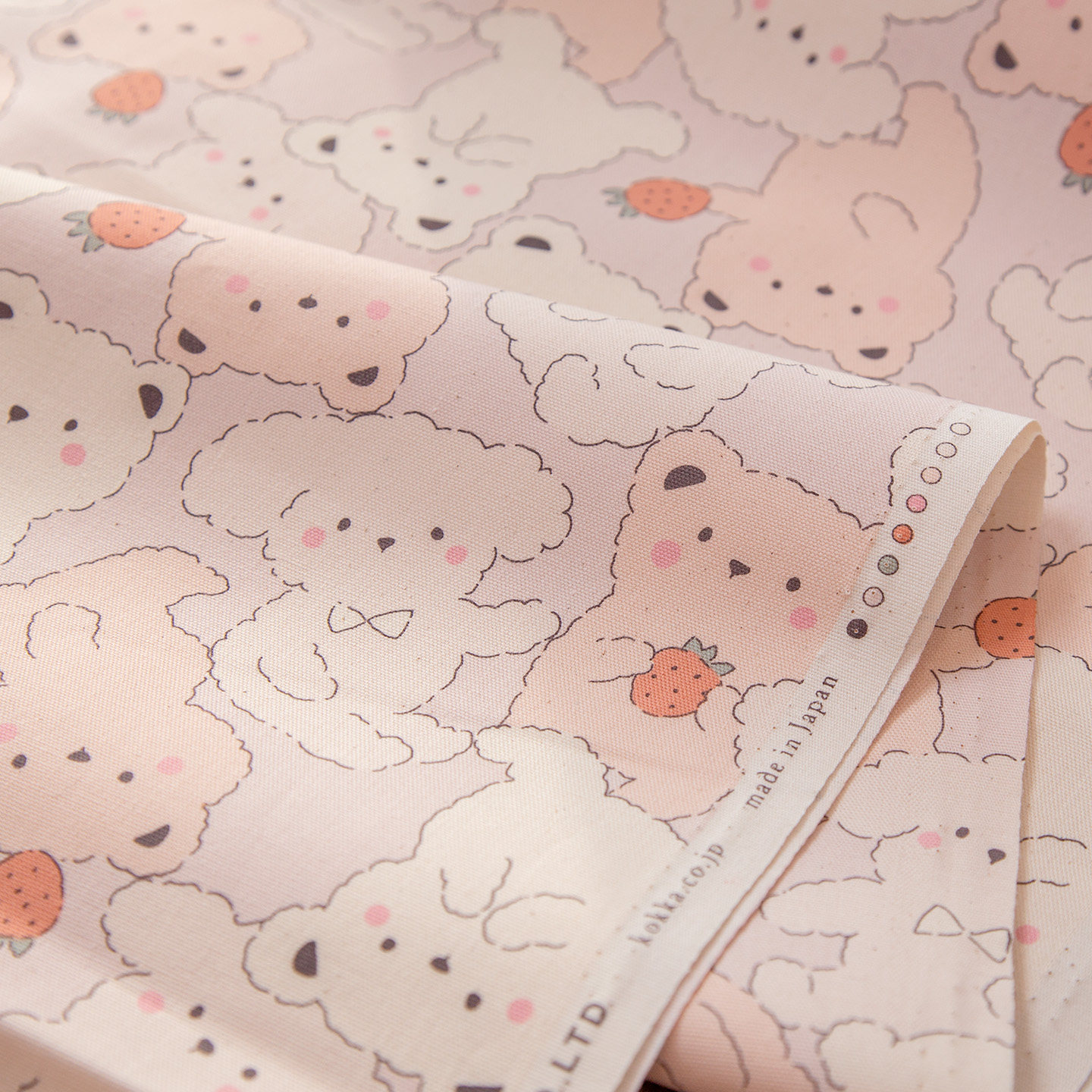 KOKKA进口纯棉印花细帆布牛津包服装卡通diy手工可爱面布料草莓狗