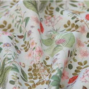 韩国进口棉麻复古玫瑰园服装包包靠垫桌布帘子手工DIY秋冬面料