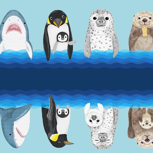 kokka纯棉海洋动物包包定位布