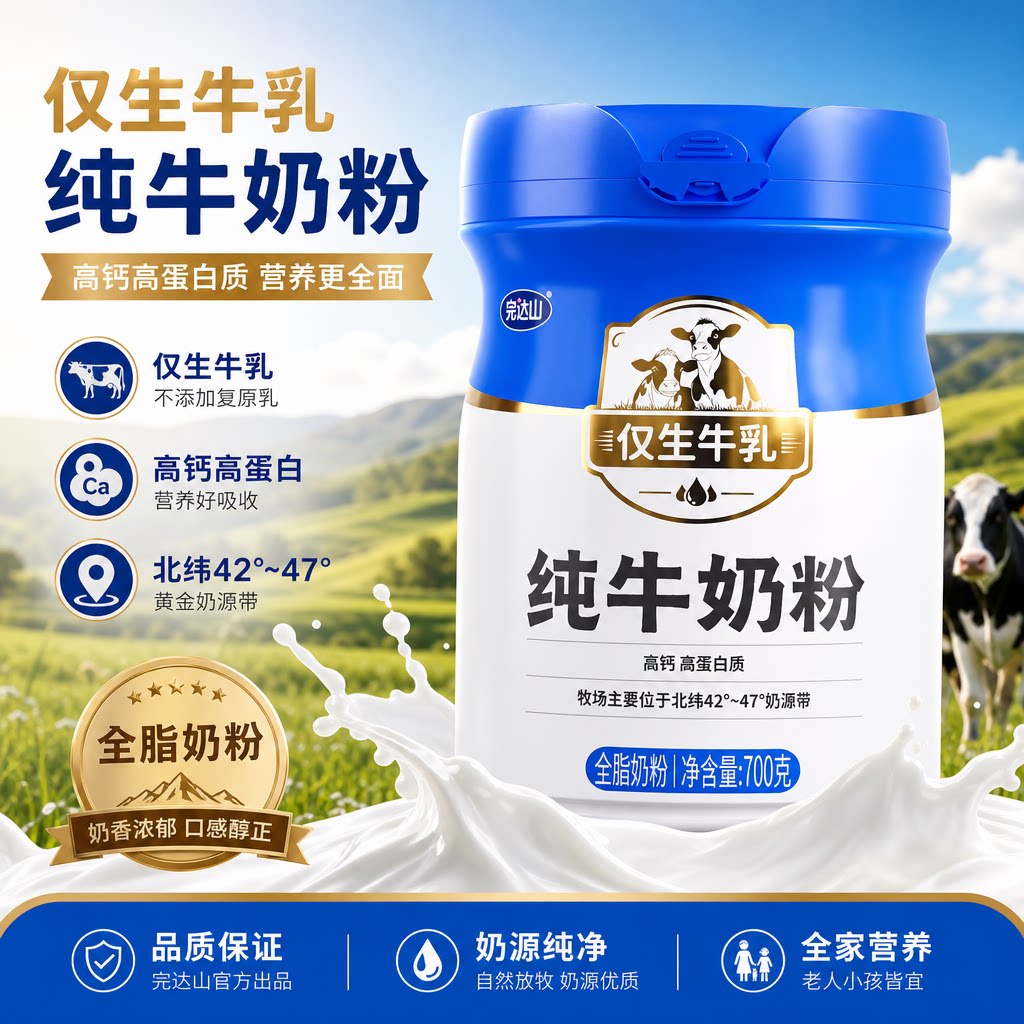 完达山纯牛奶粉700g罐装图片