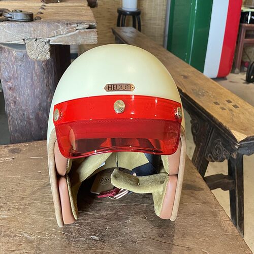 法国motow摩托车电动车头盔帽檐复古半盔遮阳风挡四分之三盔通用