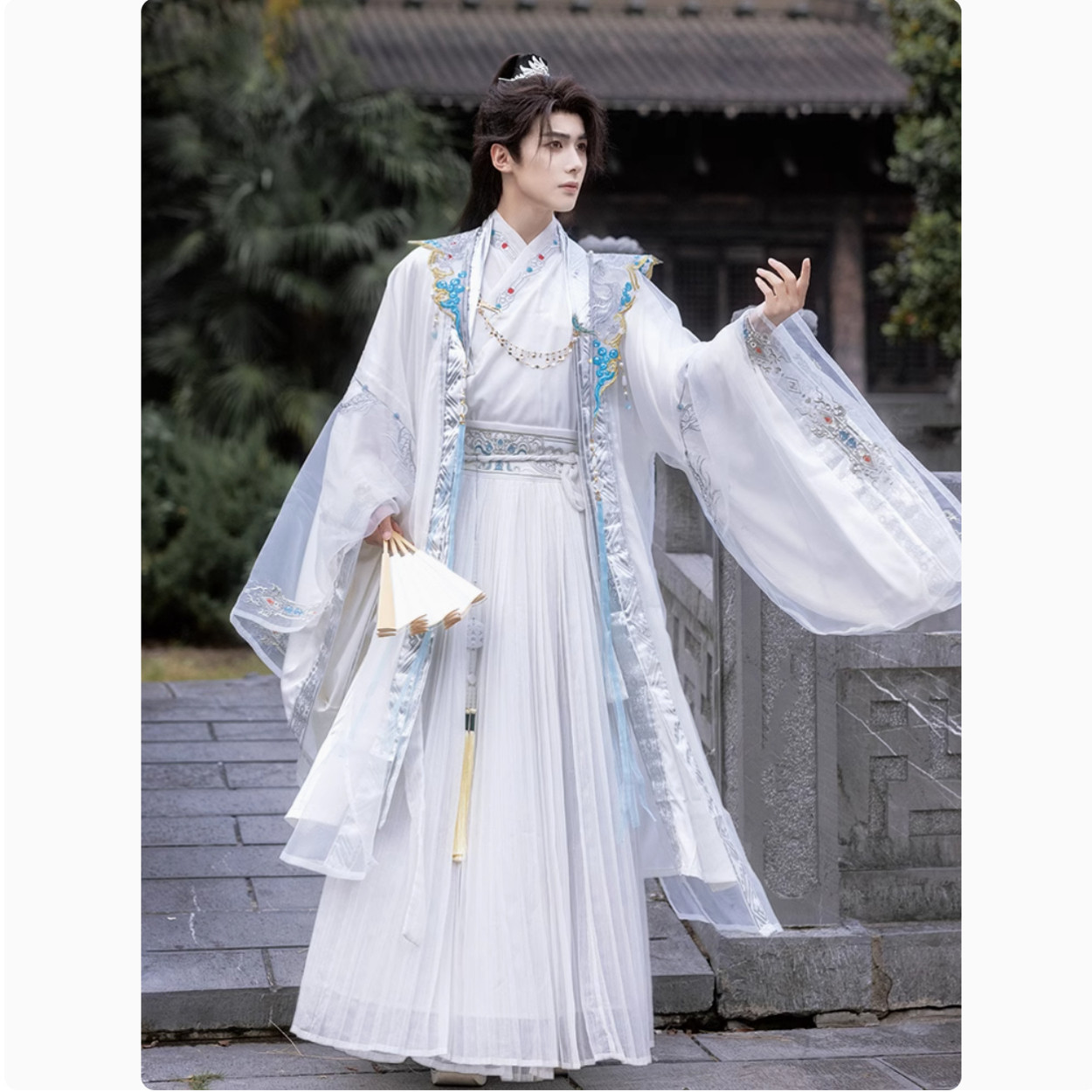 汉服秋冬汉服男交领魏晋风大衣披风大毛领冬季古装斗篷装出租赁