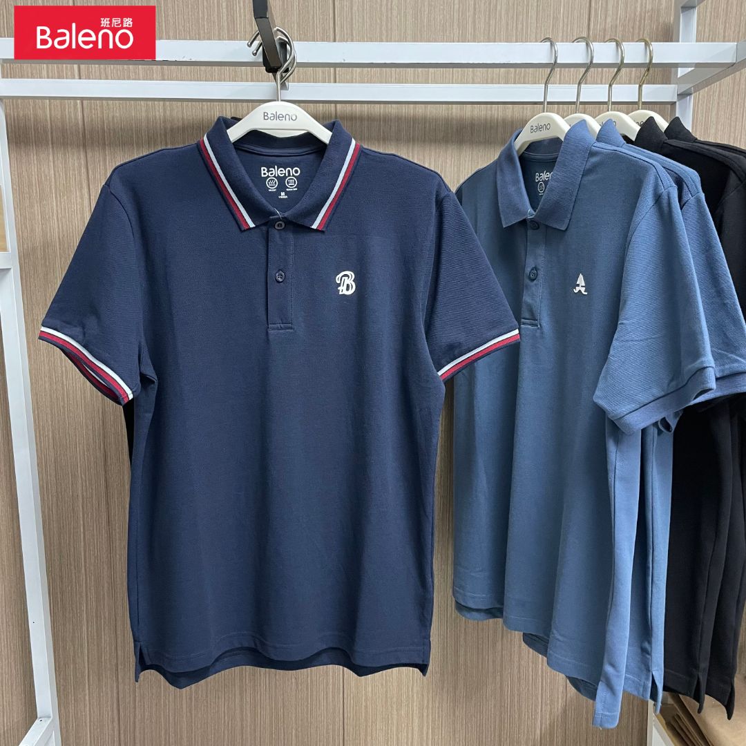 班尼路春夏新款撞色领字母印花polo衫通勤港风青少年休闲短袖t恤