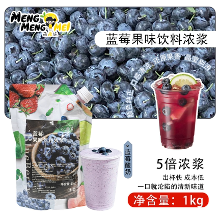 沁稚茗蓝莓果味饮料浓浆1kg/袋含果肉奶茶水果茶饮品专用冲饮浓浆