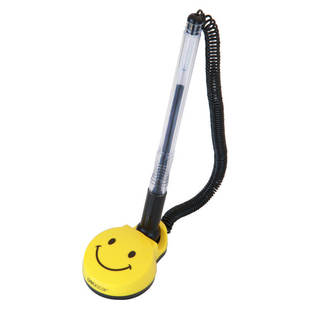 得力6793笔脸台笔可替换笔芯中性笔可粘贴固定带绳子吧台笔银行前台碳素黑色水笔商务签字办公用品包邮批发