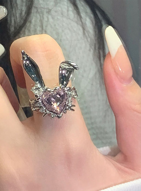 创意粉钻爱心兔子耳朵开