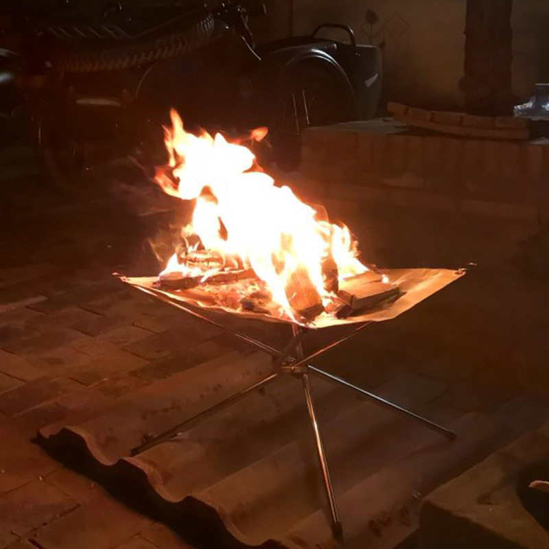 户外便携不锈钢折叠焚火架野营篝火营火柴火架烧烤生碳点碳取暖炉