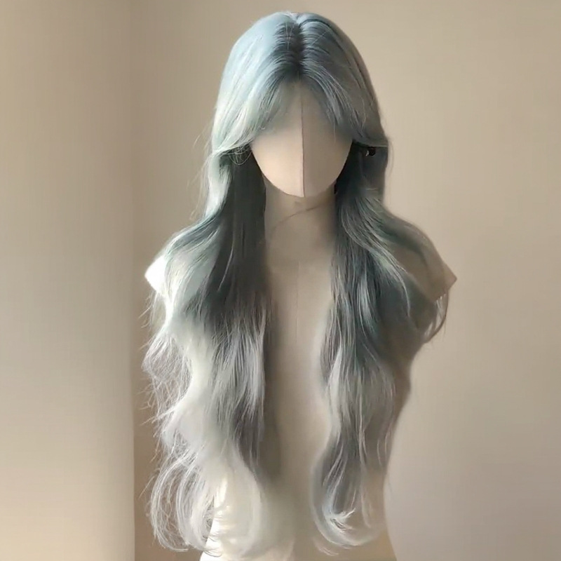 假发女网红新款蓝色显白