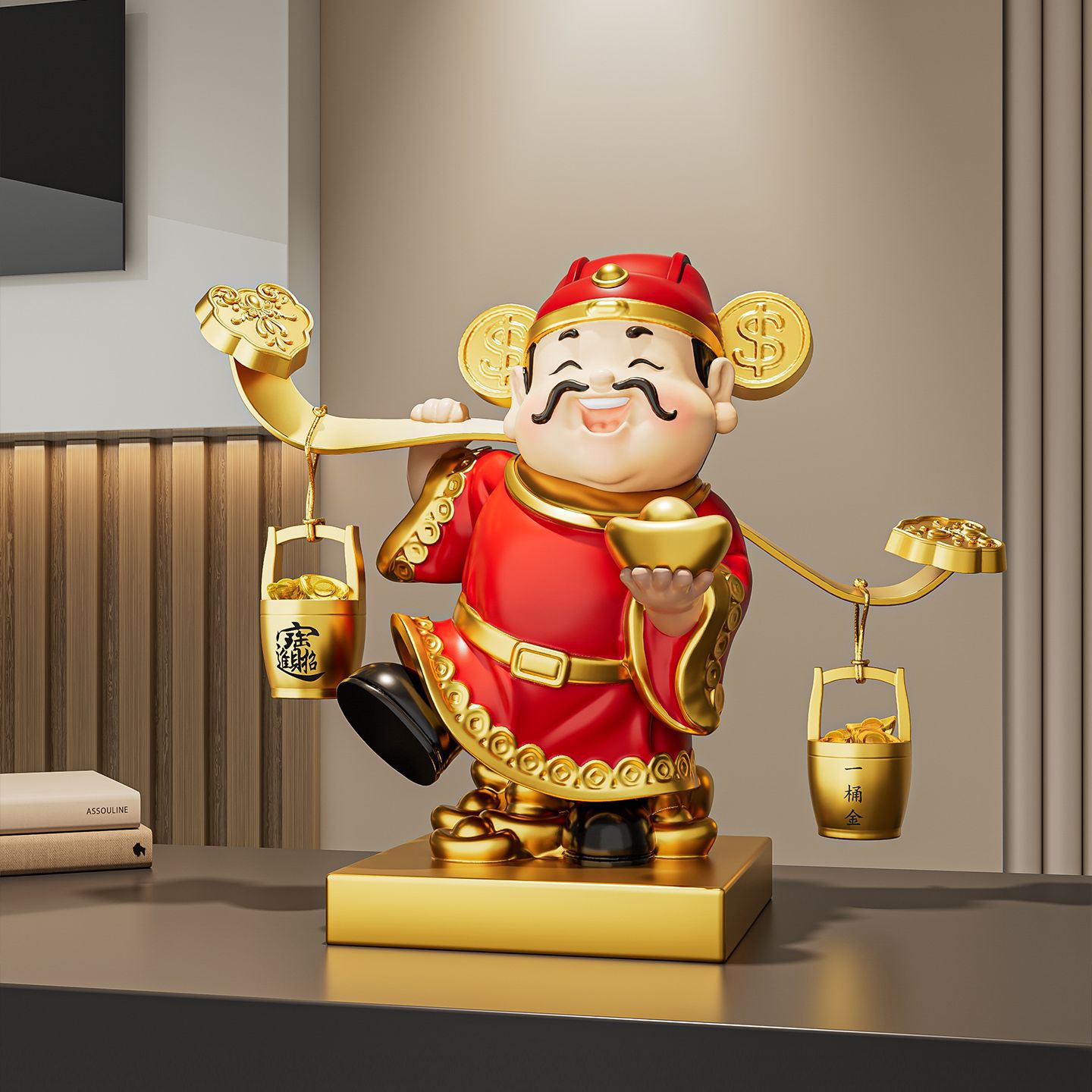 财神爷摆件开业礼物客厅玄关电视柜店铺收银台装饰品乔迁新居礼品