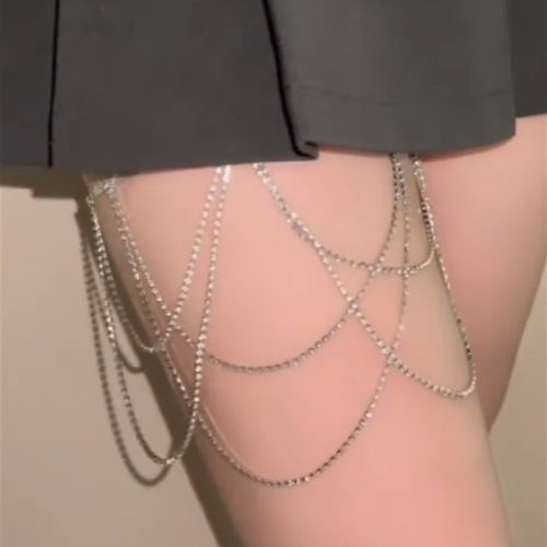 超闪水钻流苏腿链女甜酷