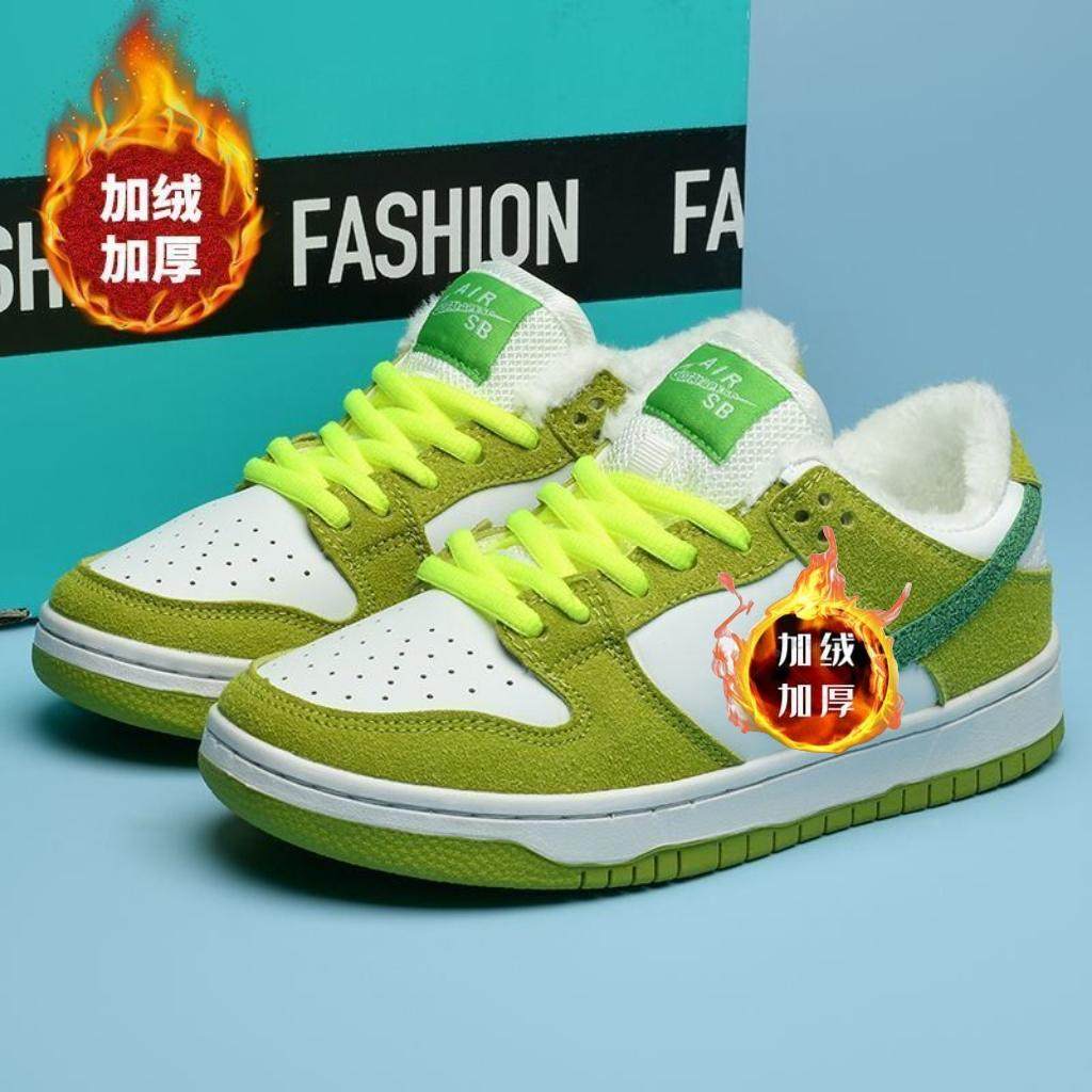 冬季加绒aj男鞋子低帮中小学生板鞋男生摩擦有声音棉鞋百搭男