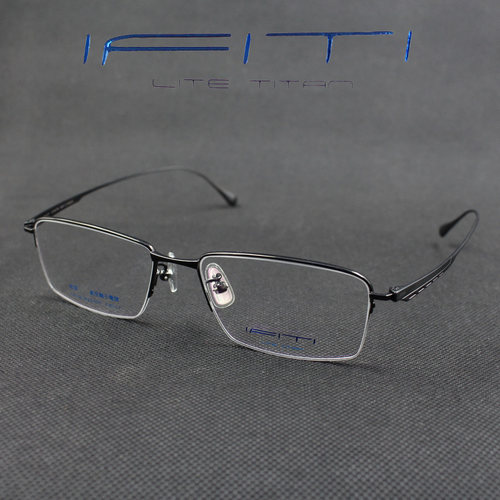 大脸男士半框超轻纯钛商务眼镜架
