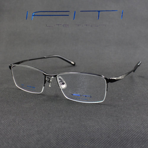 男士半框超轻纯钛商务近视眼镜架